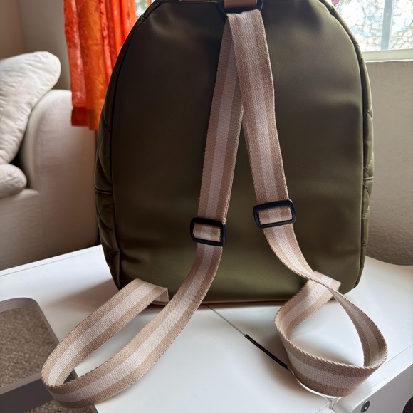 Tommy Hilfiger Green Quilted Backpack with Tan Accents
